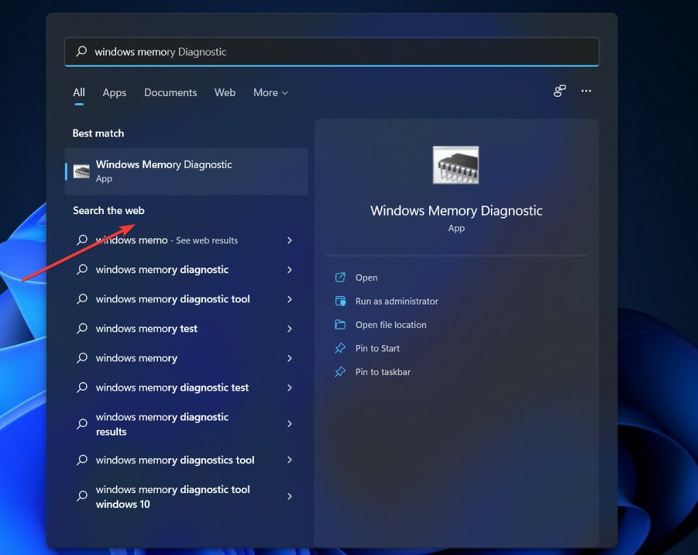 Утилита диагностики памяти Windows Memory Diagnostic в Windows 11