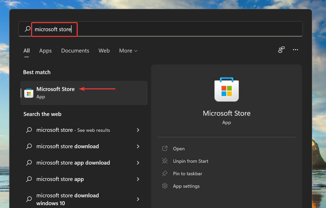 Launch Microsoft Store in Windows 11