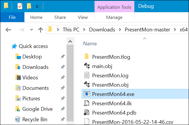Папка x64 с PresentMon64.exe