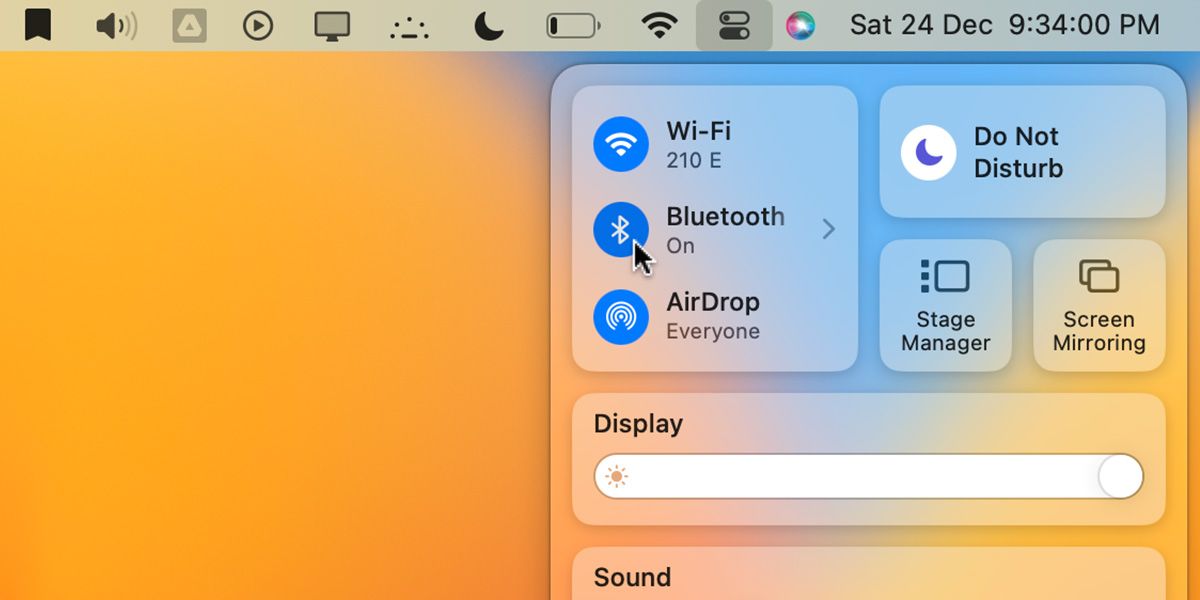 Turning off Bluetooth from the control center