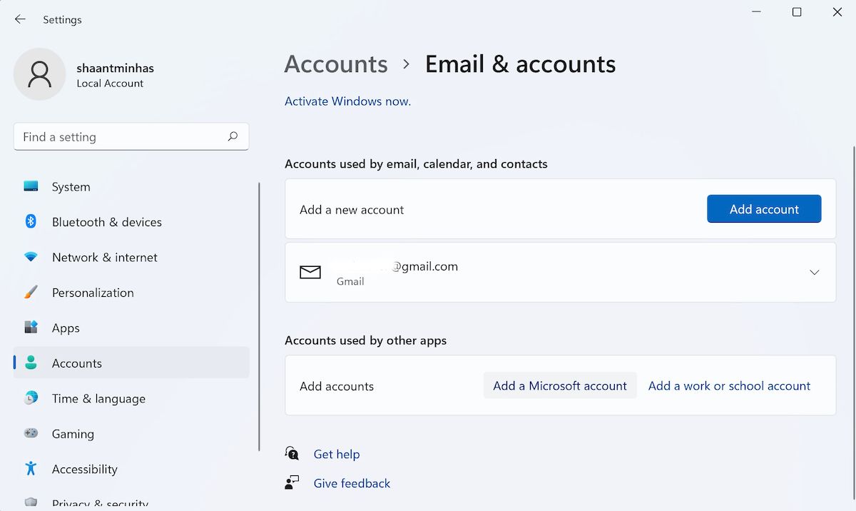 Интерфейс управления учётными записями в Mail и Параметрах Windows