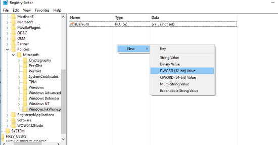 Создание DWORD в реестре