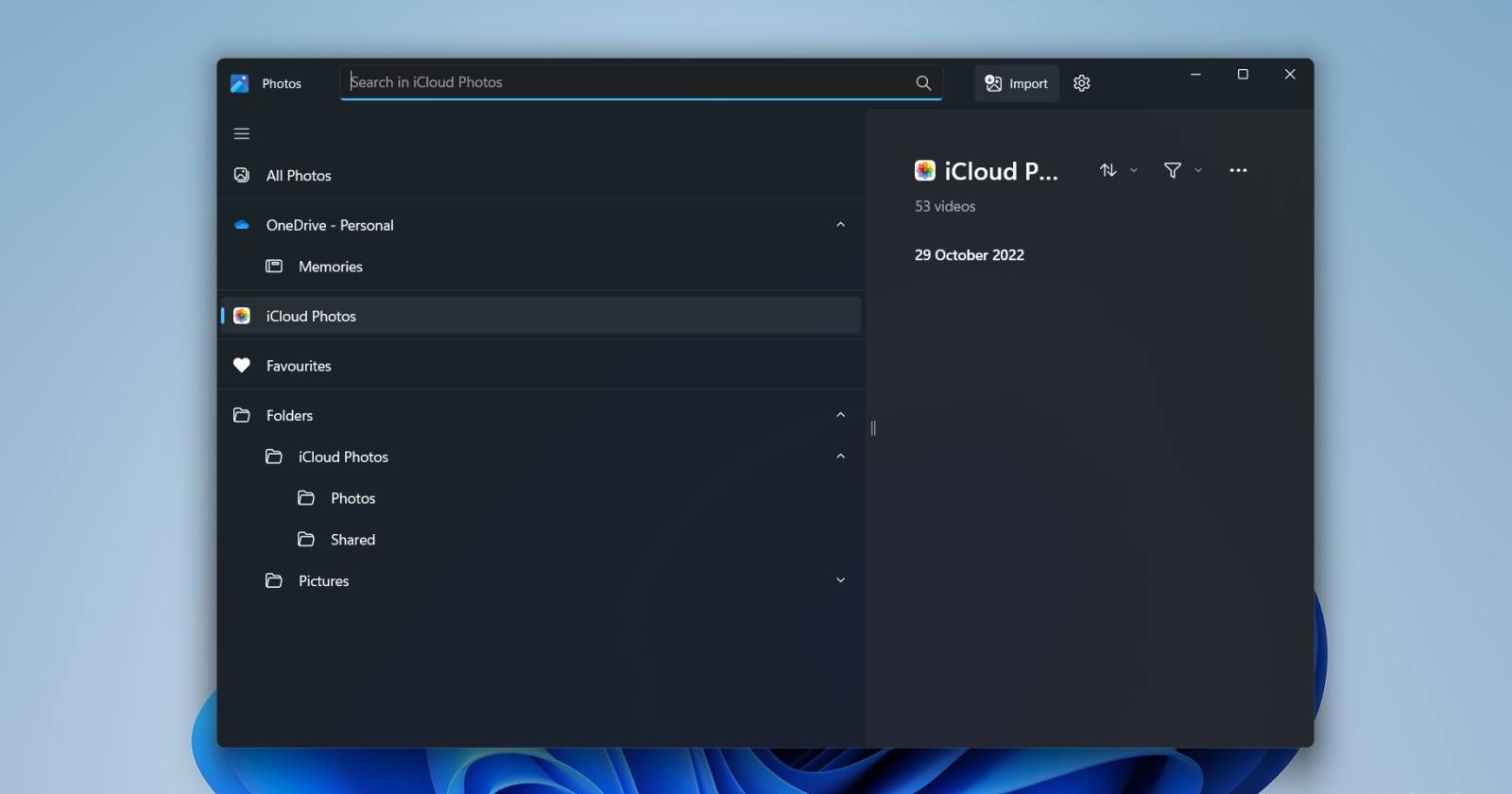 Добавить iCloud Photos в «Фотографии» Windows 11