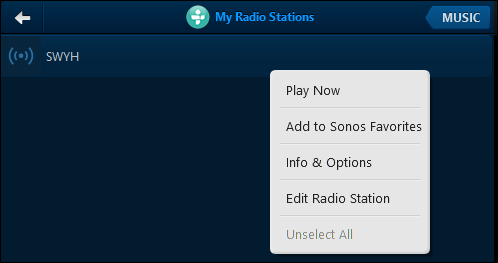 Воспроизведение созданной радиостанции в Sonos