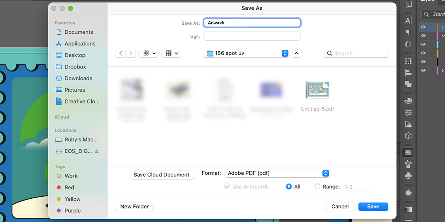 Меню сохранения PDF в Adobe.