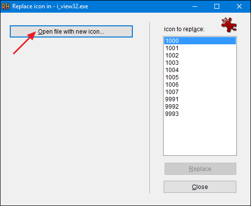 Окно выбора файла с новой иконкой