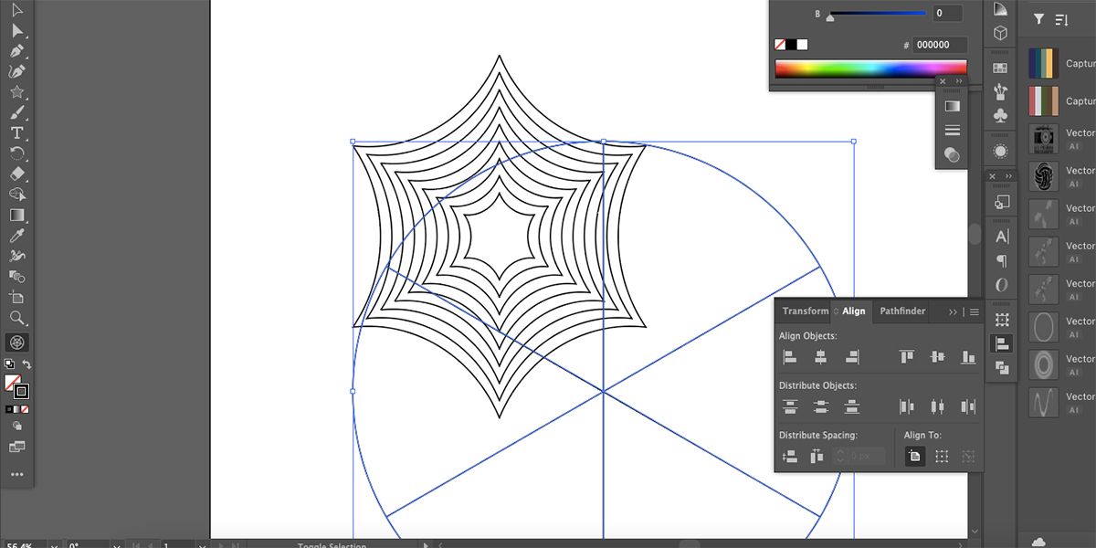Нарисованная полярная сетка поверх паутины