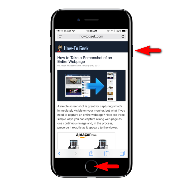 iPhone X: кнопки боковая и увеличения громкости для скриншота
