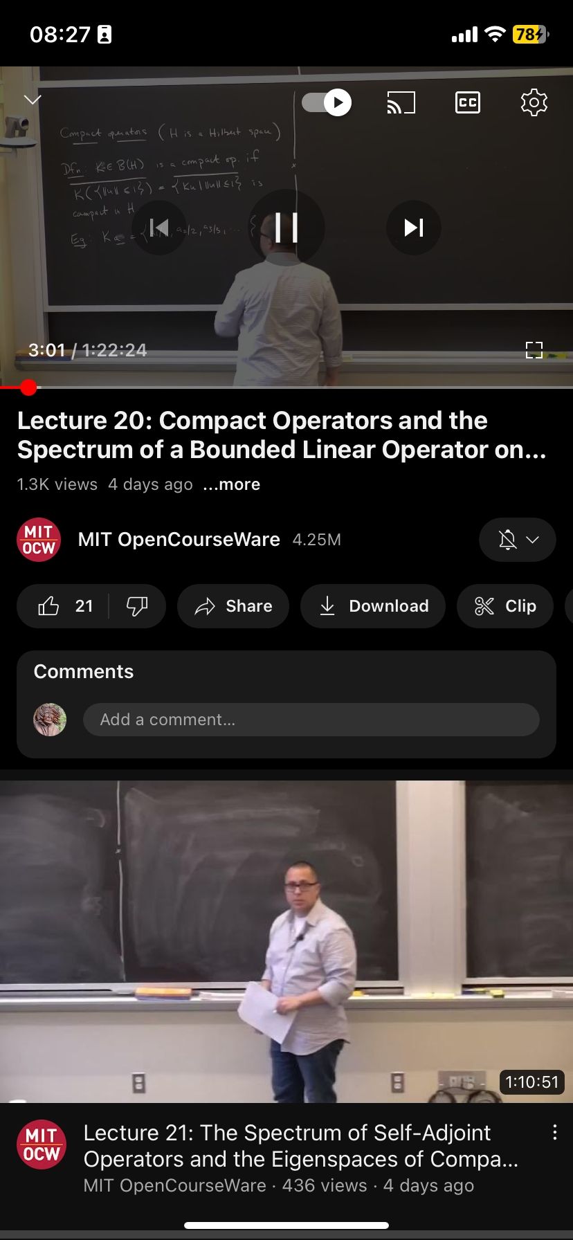 Опция полноэкранного режима в YouTube на мобильном