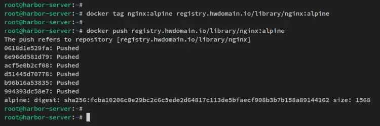 Процесс тегирования и отправки образа в Harbor