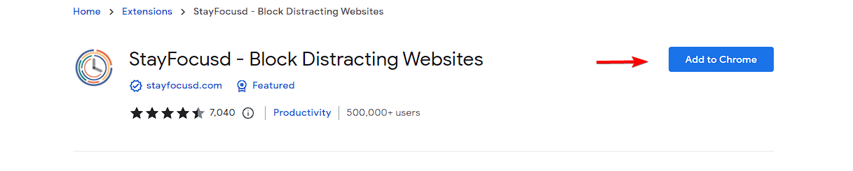 Страница расширения StayFocusd в Chrome