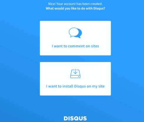 Экран первого входа в Disqus с кнопками и вариантами установки