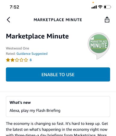 Страница поставщика контента Marketplace Minute