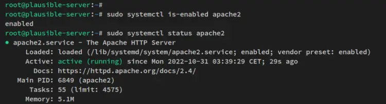 Статус Apache2