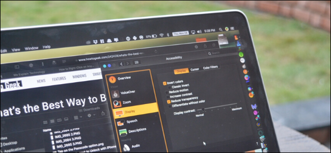 Демонстрация работы функции Инверсия цветов в macOS