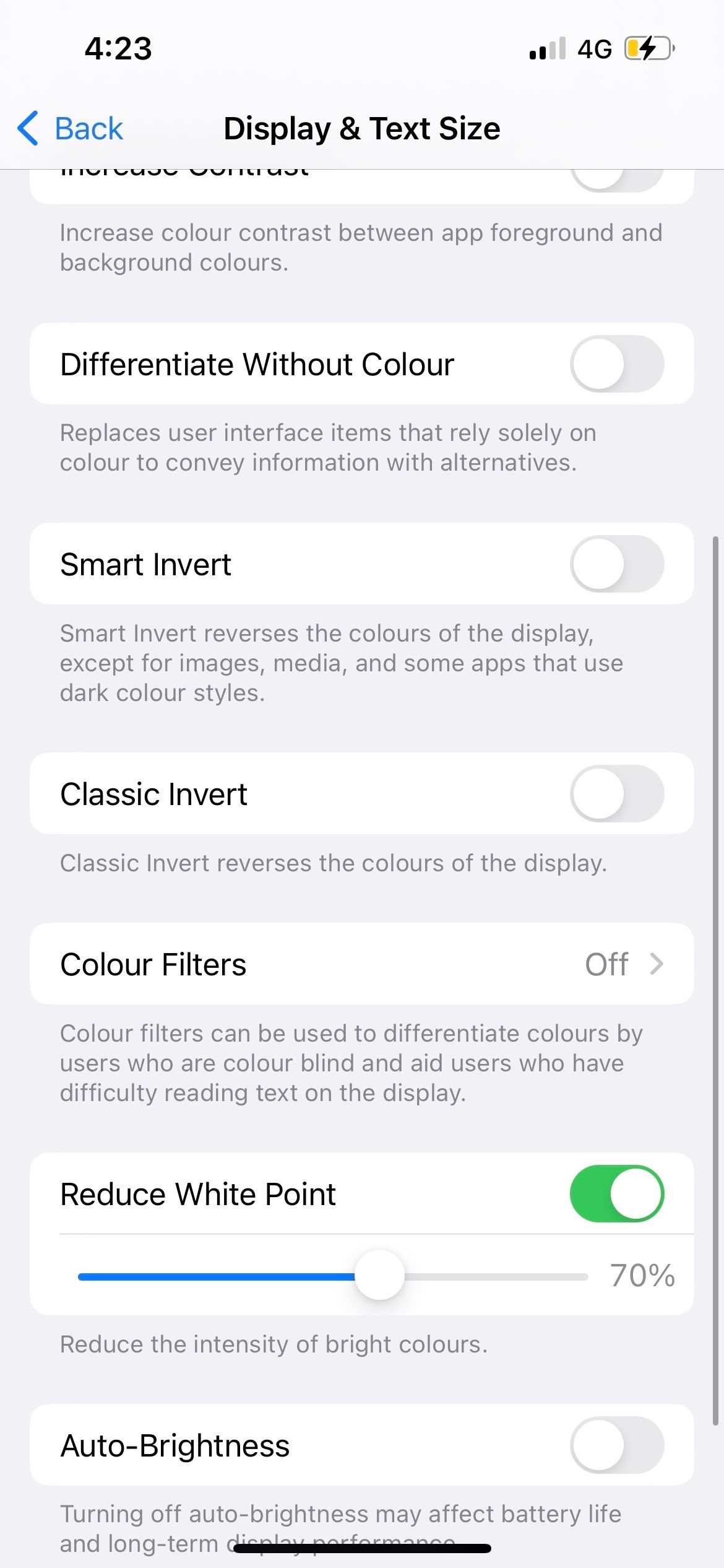 уменьшение белой точки в настройках iPhone