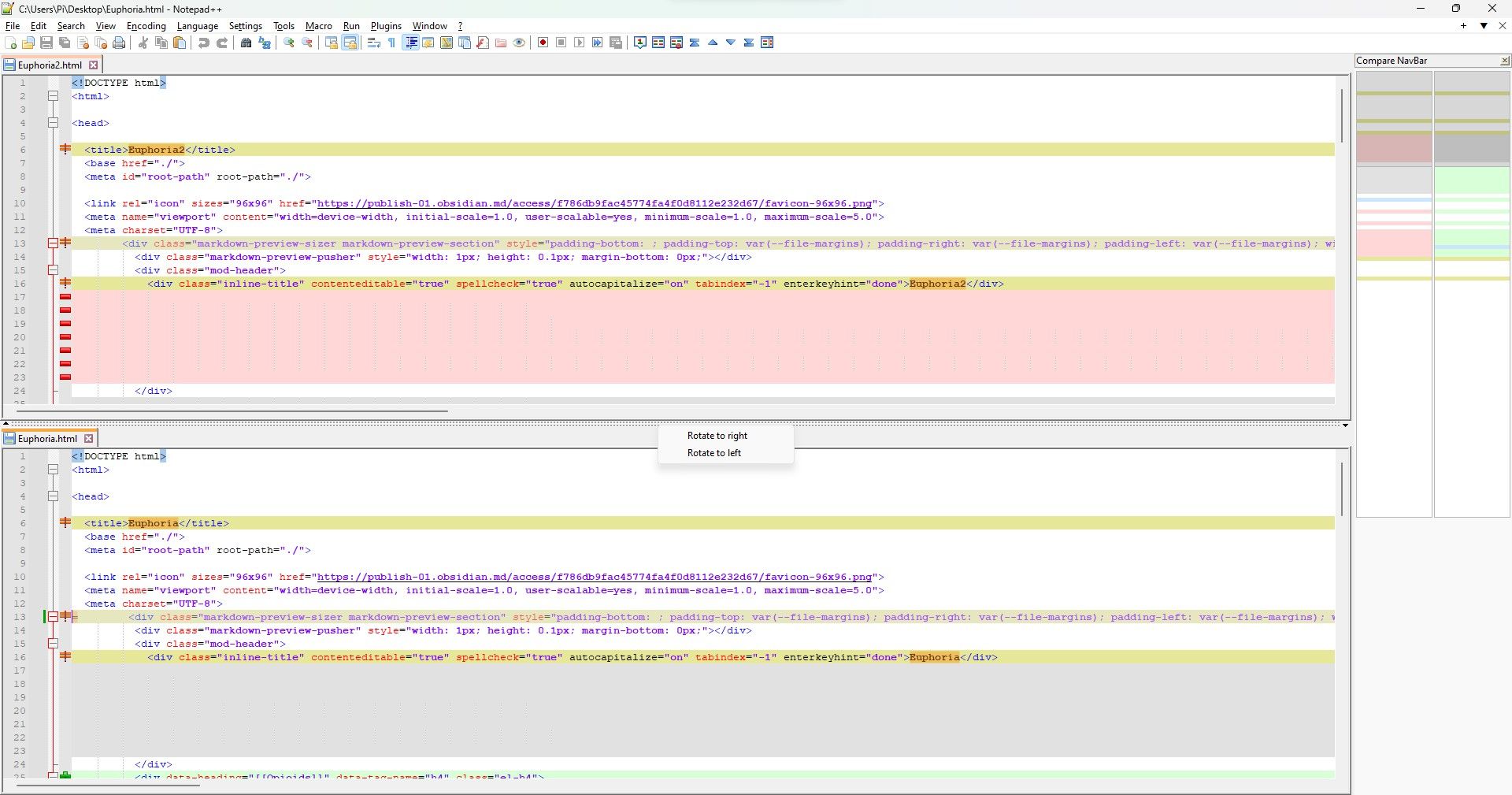 Поворот вида в плагине Compare