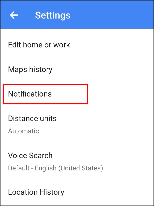 Снимок раздела уведомлений в настройках Google Карт на iOS