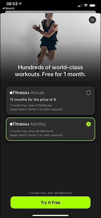 экран подписки Fitness+