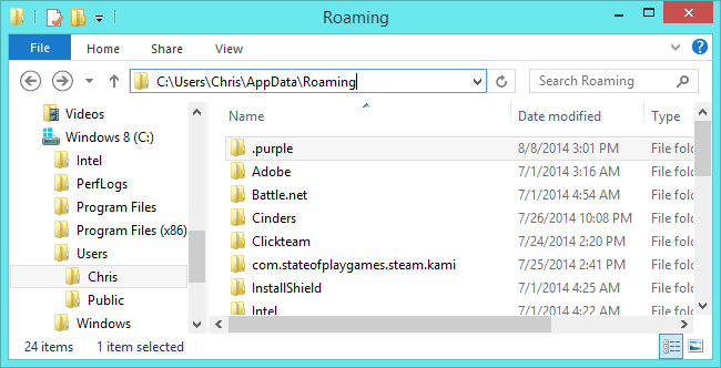 Папки AppData Roaming и Local с настройками пользователя