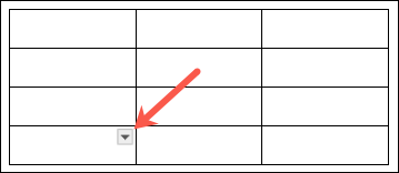 Изображение: стрелка для открытия настроек рамки ячейки