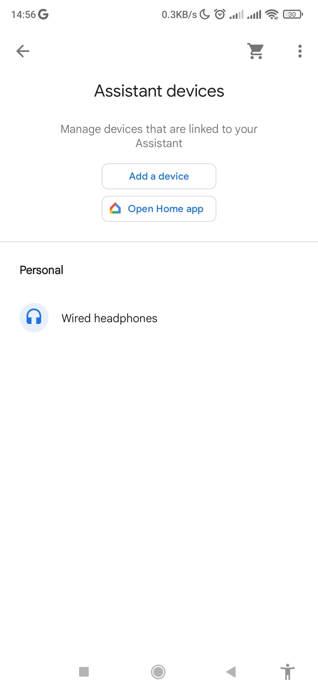 Страница устройств Google Assistant на Android
