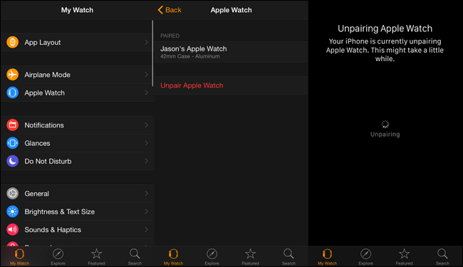 Скриншот раздела управления Apple Watch в iPhone