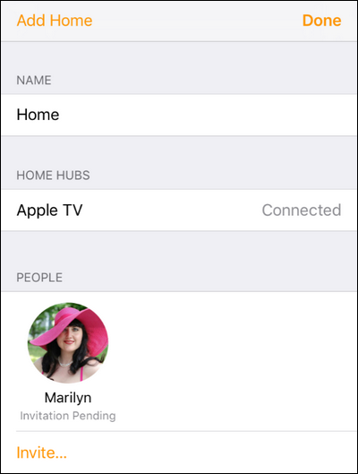 Ожидаемое приглашение в списке участников HomeKit