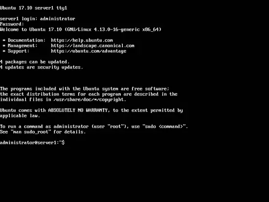 Первый вход в систему Ubuntu 17.10