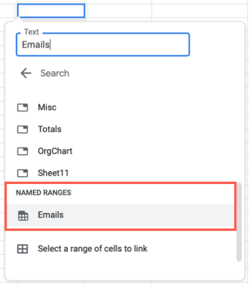 Выберите именованный диапазон