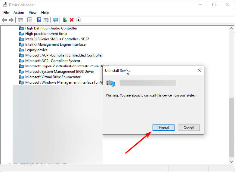 Подтвердить удаление драйвера