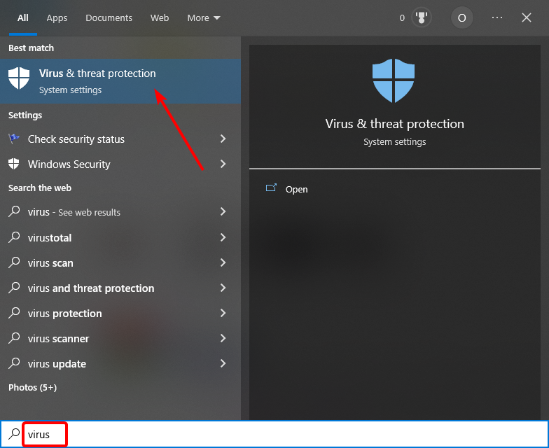 Центр безопасности Windows — Защита от вирусов и угроз