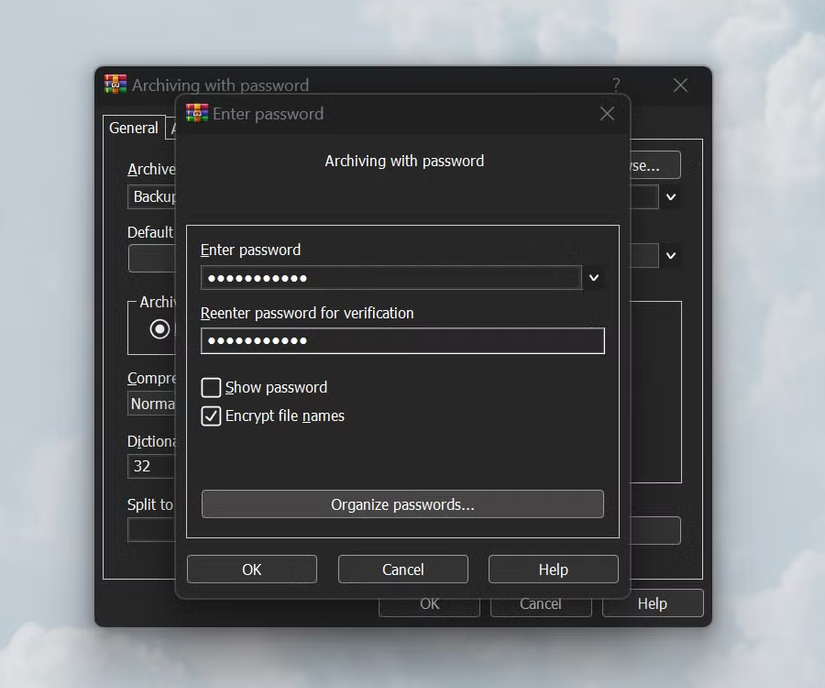 Архиватор создаёт зашифрованный архив перед загрузкой в облако