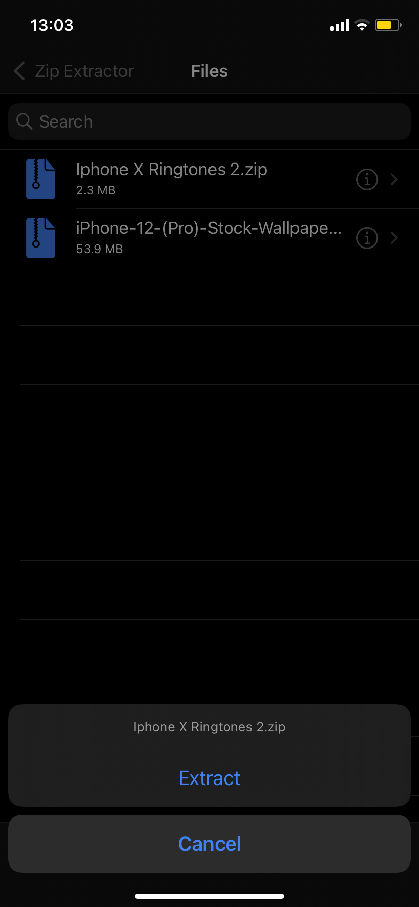 Распаковка в Zip & RAR Extractor