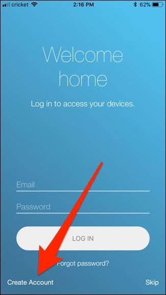 Форма регистрации в приложении Kasa