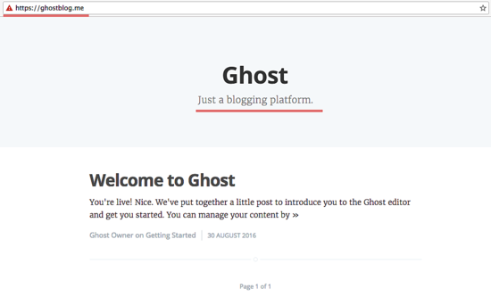 Ghost установлен с SSL