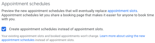 Включение Расписаний встреч в Google Calendar