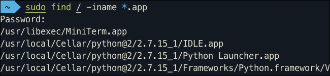 Вывод списка приложений через Terminal
