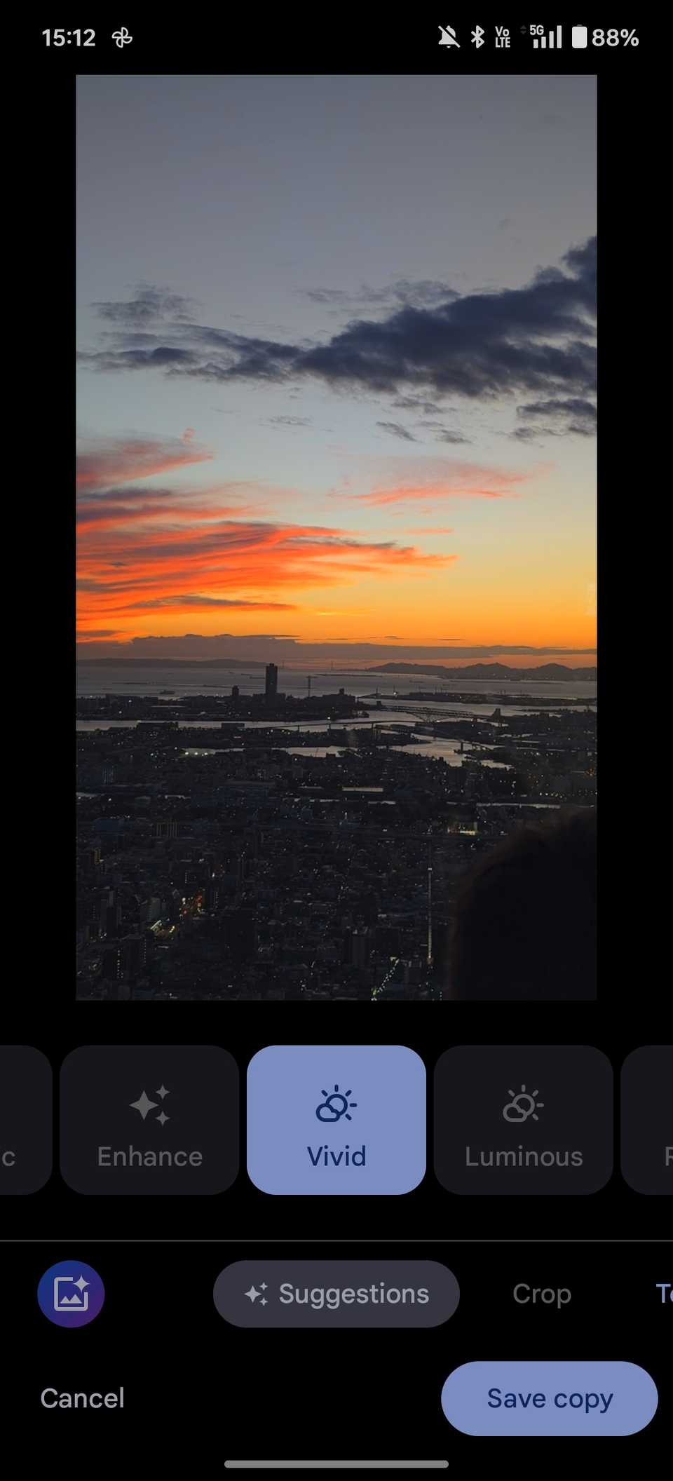 применён режим vivid через suggestions в меню редактирования google photos