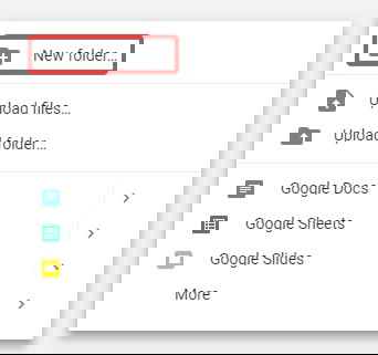 Создание новой папки в Google Drive