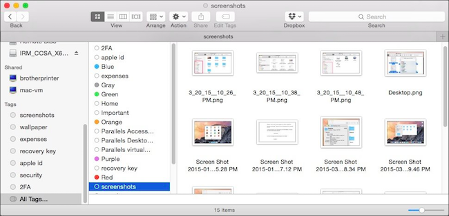 Окно All Tags со списком всех меток