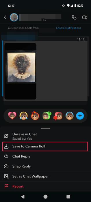 Опция сохранения снапа в фотопленку