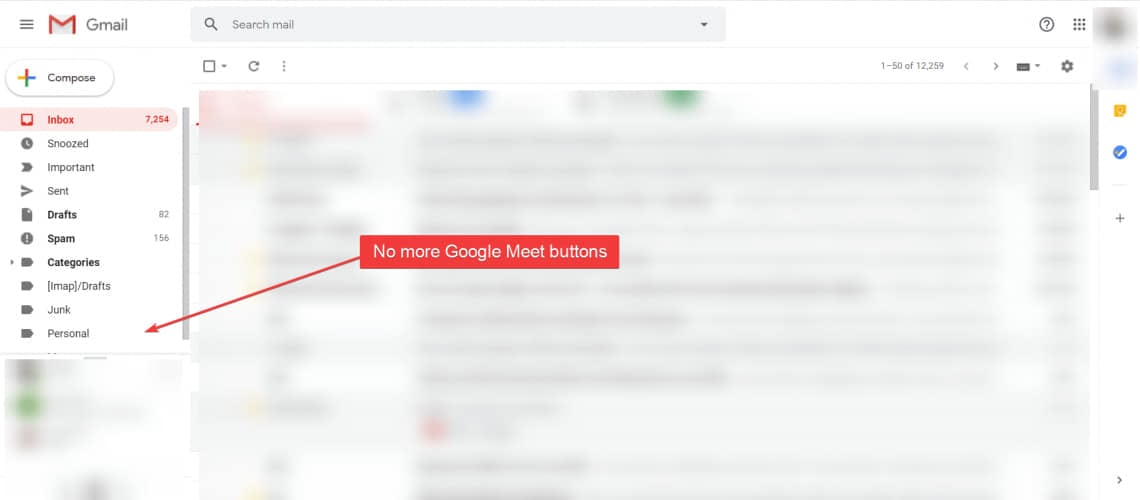 Результат: кнопки Meet скрыты