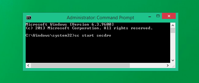 Командная строка Windows — управление службой secdrv