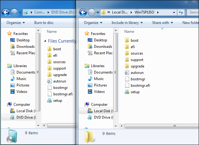 Файлы из образа Windows 7 скопированы в папку C:Win7SP1ISO