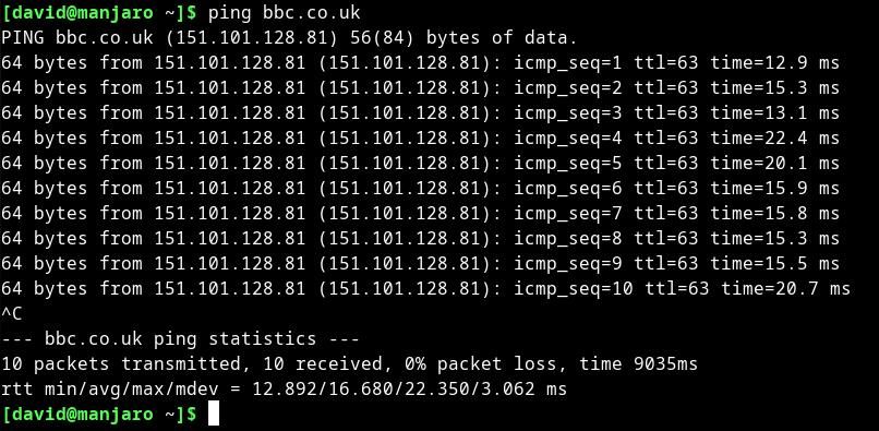 График ответов ping для bbc.co.uk
