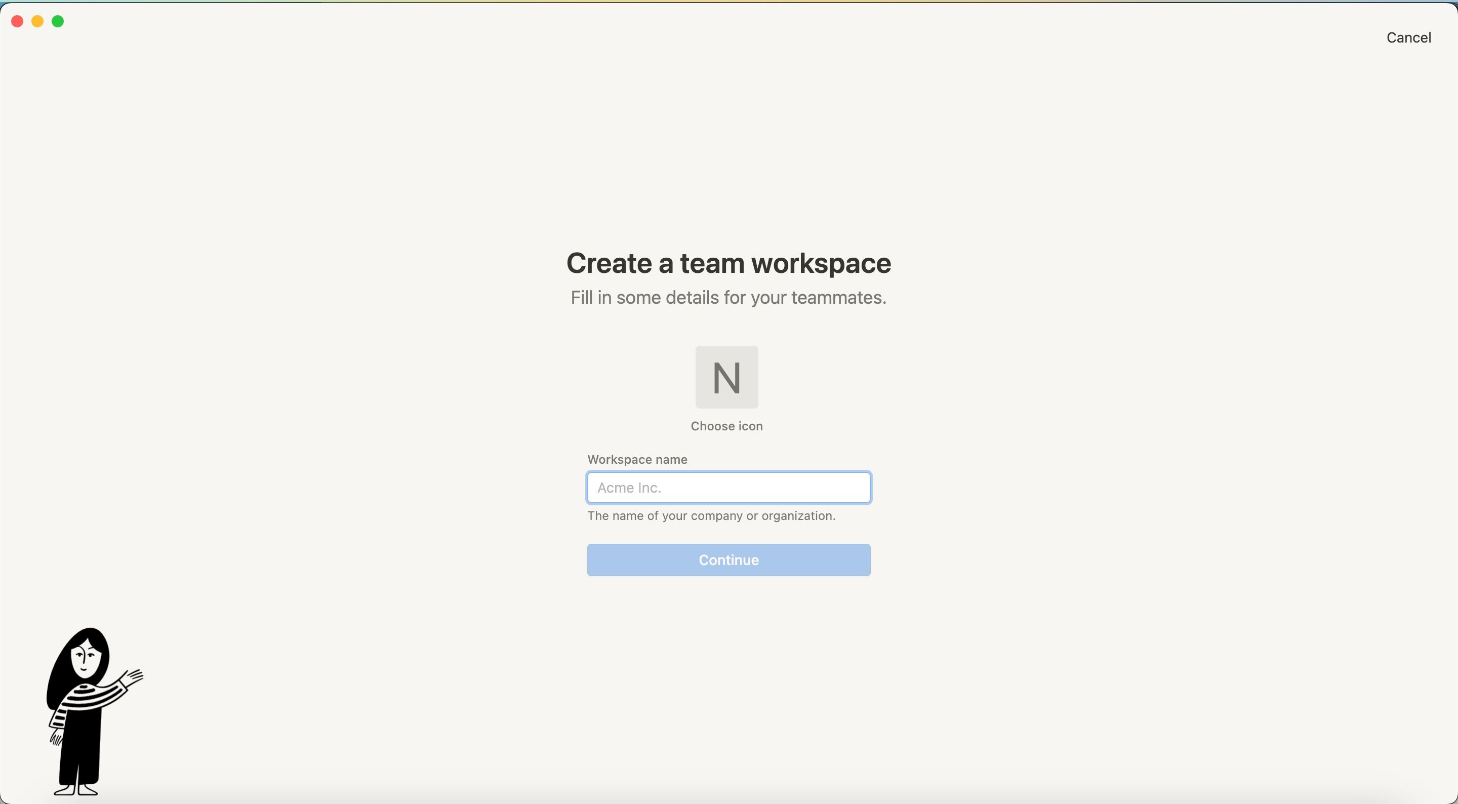 Назвать рабочее пространство в Notion