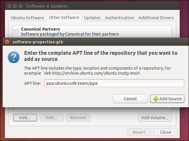 Добавление PPA в Ubuntu: окно подтверждения и ввод пароля