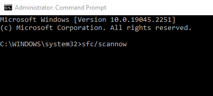 Команда sfc /scannow в окне cmd