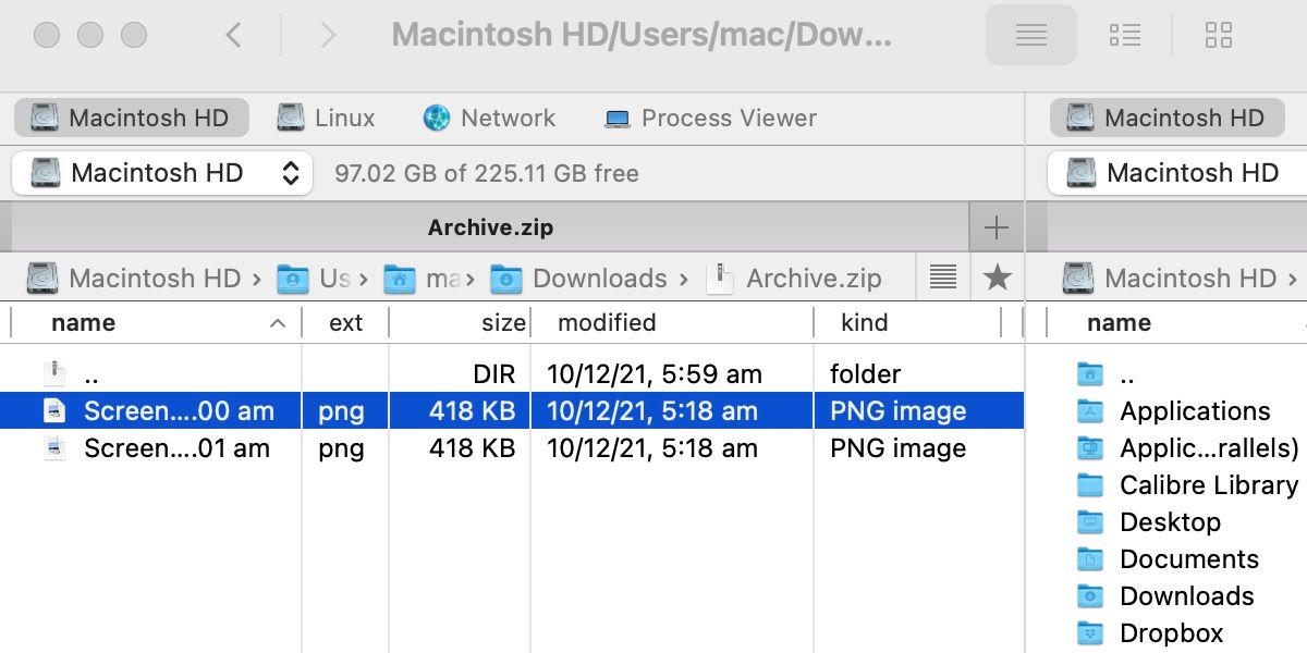 Главное окно Commander One.